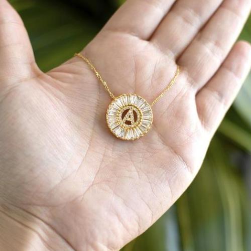 Dainty CZ Diamond Alphabet Letter Initial Necklace