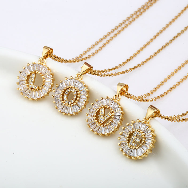 Dainty CZ Diamond Alphabet Letter Initial Necklace